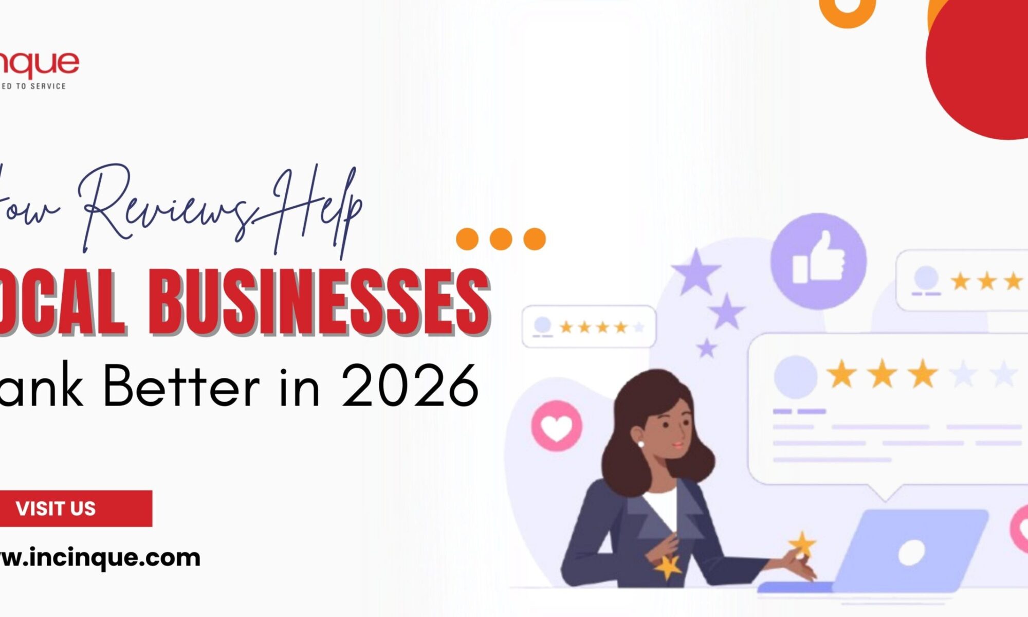 A business professional managing customer reviews and five-star ratings on a laptop.