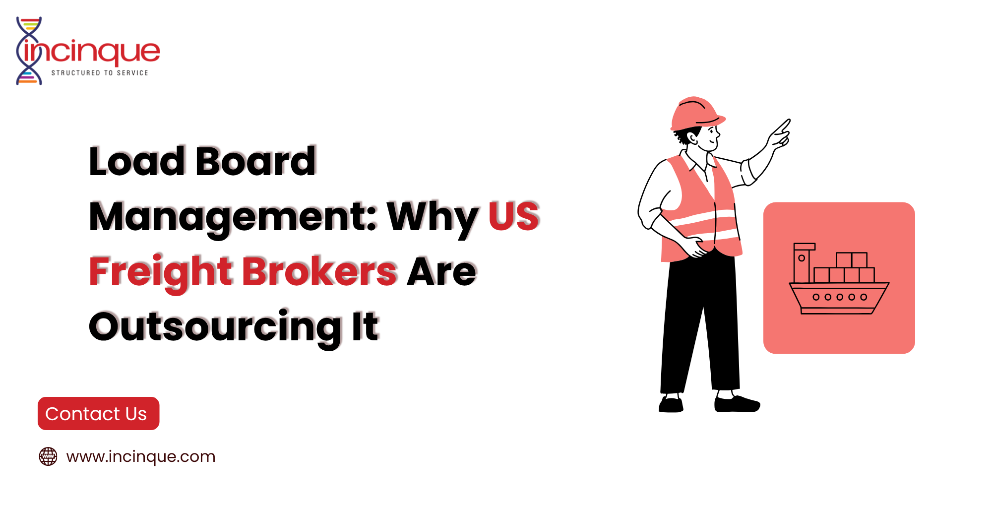 Load board management for US freight brokers with logistics professional and shipping icon.